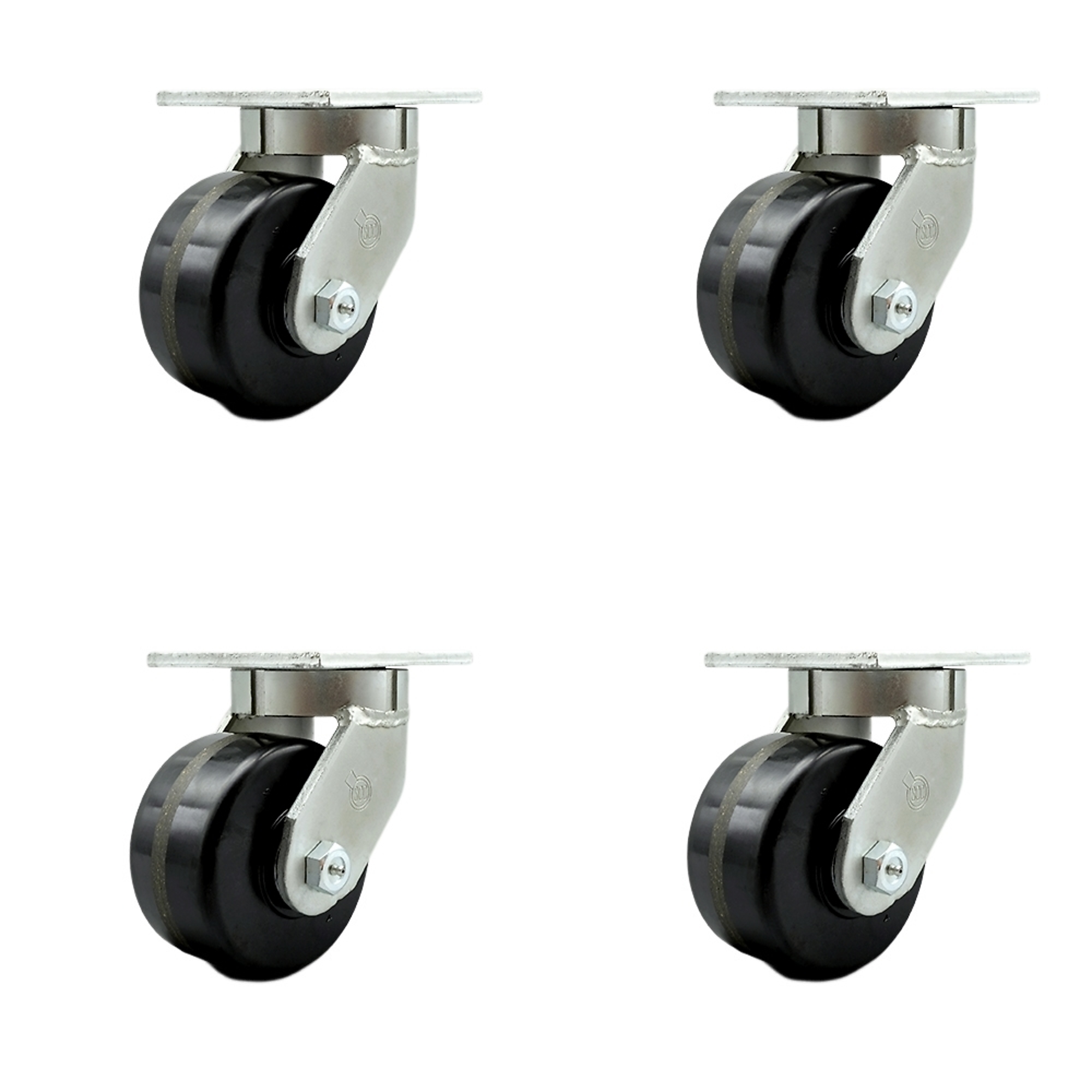 Service Caster, 6in. x 3in. Plate Casters, Wheel Diameter 6 in, Caster Type Swivel, Package (qty.) 4, Model# SCC-KP92S630-PHR-BSL-4